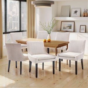 COLAMY MAIRA Transitional Neutral Dining Chair - Beige / Set of 6