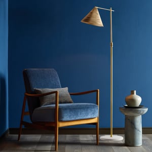 Elijah Standing Lamp in brass finish with white marble