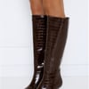 Annora Boots Chocolate Shiny Croc