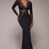 Goddiva Front Crossover Lurex Split Maxi Dress - Black