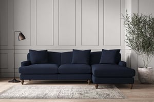 nkuku Deni Large Right Hand Chaise Sofa | Make To Order | Brera Linen Indigo | No Colour