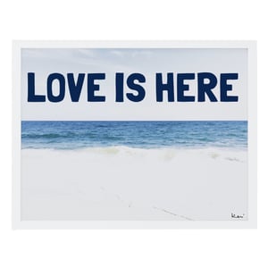 Love Is Here Beach - Navy Horizontal Art Print