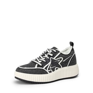 DREAM PAIRS  Kay  Denim Star Patchwork Platform Fashion Sneakers