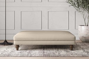 nkuku Deni Large Dining Footstool | Make To Order | Recycled Cotton Stone | No Colour
