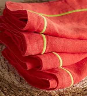 Glassette Tomato 100% Linen Napkins