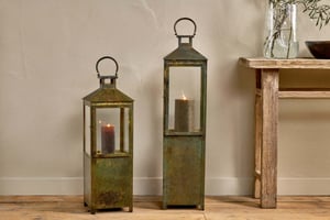 nkuku Asharu Lantern | Candles Holders & Lanterns | Small | Antique Patina