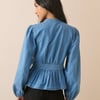 Mid-Wash Pintuck Denim Blouse