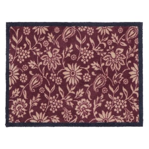 Paisley Floral Burgundy Washable Doormat - 65x85cm