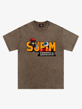 SUPM Trendy Hip-Hop Monkey Graffiti Font T-Shirt - Sand Color / XXL