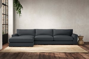 nkuku Guddu Left Hand Chaise Sofa | Make To Order | Grand | Recycled Cotton Thunder