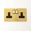 Lucian double socket with black inserts in top brass