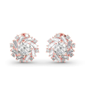 Jeulia Sunshine Round Cut Sterling Silver Stud Earrings