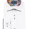 White Long Sleeve Vibrant Solid Colour Detail Shirt