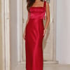 Define Luxury Satin Maxi Dress Red