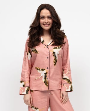 Bonnie Womens Crane Bird Print Pyjama Top - 28