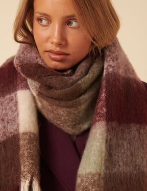 Brown & Purple Check Scarf