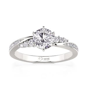 Jeulia Simple Round Cut Promise Ring Twist Design Sterling Silver