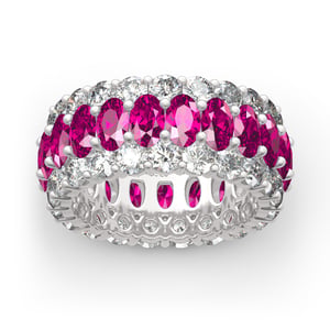 Jeulia Classic Oval and Round Cut Sterling Silver Eternity Ring