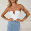 Hot Date Night Strapless Mesh Crop Top White
