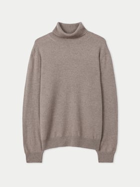 Organic Color Essential Turtleneck Cashmere Sweater - 3XL / Beige / MK05-57