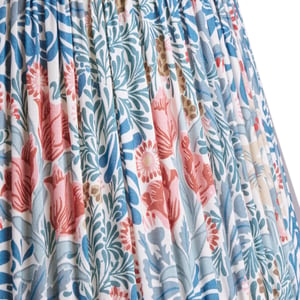 45cm straight empire shade in indigo and barbed berry Bower printed cotton by Morris & Co.