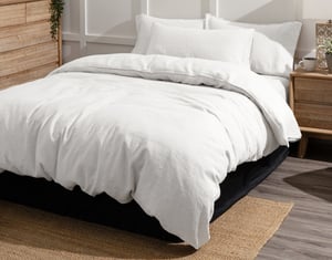 QE Home Signature Vintage Washed European Linen Duvet Cover in White, Queen