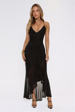 Whispered Dreams Mesh Maxi Dress Black