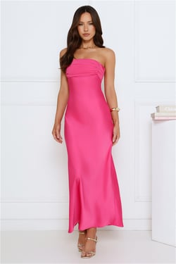 Love Club Strapless Satin Maxi Dress Pink