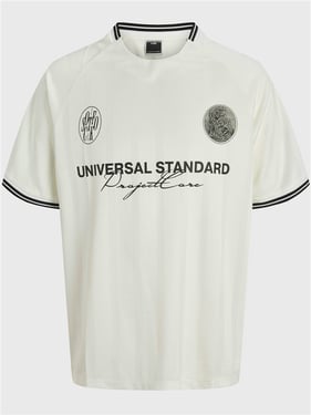 Jack & Jones Cover Retro Football Tee - Cloud Dancer - S