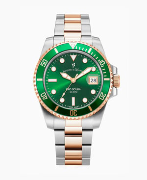 PRO SCUBA 43 Three-hands Date Two-tone Green dial Stainless steel swiss watch - 43 mm
