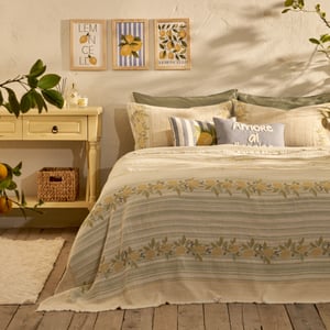 Lemoncello Cotton Jacquard Coverlet with Shams