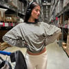 Bloom Long Sleeve Top Beige Stripe