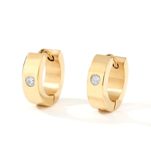 Jeulia Simple Round Cut Titanium Steel Men's Hoop Earrings