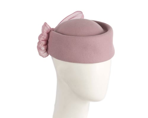 Dusty Pink Jackie Onassis style felt pillbox by Fillies Collection
