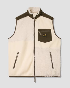 Patchwork Fleece Vest (Natural / Olive) - XXL
