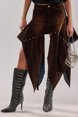 AKIRA All For In Velvet Denim Mini Skirt | Brown | Size 1X