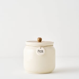 Ceramic Jar with Acacia Lid - Pasta Jar