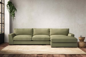 nkuku Guddu Large Right Hand Chaise Sofa | Make To Order | Brera Linen Sage | No Colour