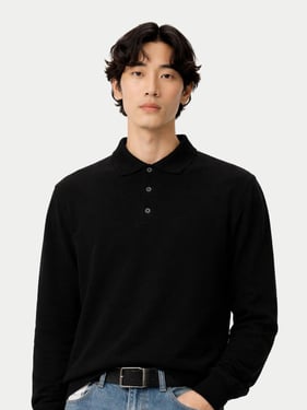Timeless Cashmere Polo Sweater - 2XL / Black / MK0318-1481/0000
