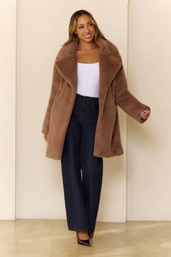 Plush Mode Faux Fur Coat Brown