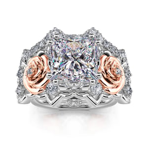 Jeulia "True Love" Rose Princess Cut Sterling Silver Ring Set