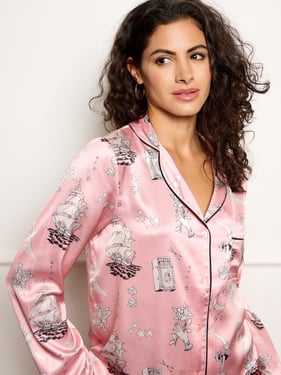 Womens Satin Traditional Pyjamas Baby Pink Sailor Tattoo - 3XL / 22-24 / Pink