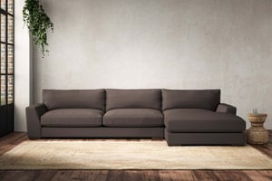 nkuku Guddu Right Hand Chaise Sofa | Make To Order | Grand | Recycled Cotton Mocha