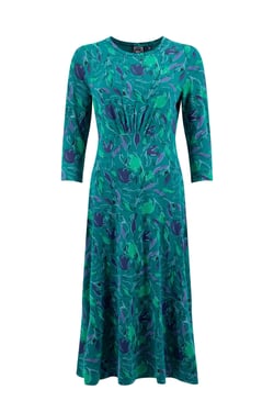 Weird Fish Felicity Printed Jersey Midi Dress Leaf Green Size 8
