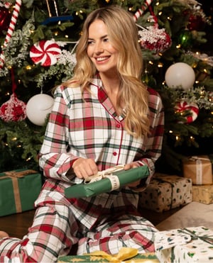 Blaze Womens White Brushed Check Pyjama Set - 28