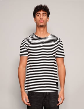 Vintage Naval T-Shirt in Black Stripe