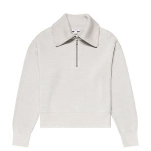 Sunspel Womens Ribbed Half Zip Jumper Ecru