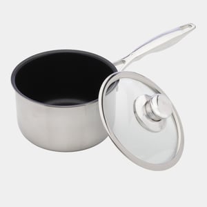 Nonstick Clad Saucepan with Glass Lid - Induction - 2.1 qt