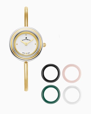 Aurora Ladies 26MM Two-Hands Gold-Tone White Dial Stainless Steel Swiss Watch and Topring Boxset - 26 mm