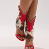 AKIRA Azalea Wang Tahlie Cow Multi Western Gladiator Sandal | Size 10